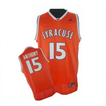Men Nike Syracuse Orange #15 Carmelo Anthnoy Orange Basketball Replica NCAA