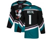 #1 Adidas Authentic Lukas Dostal Men's Black Teal NHL Jersey - Alternate Anaheim Ducks