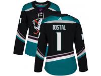 #1 Adidas Authentic Lukas Dostal Women's Black Teal NHL Jersey - Alternate Anaheim Ducks