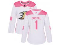 #1 Adidas Authentic Lukas Dostal Women's White Pink NHL Jersey - Anaheim Ducks Fashion