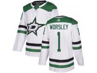 #1 Authentic Gump Worsley White Adidas NHL Away Men's Jersey Dallas Stars