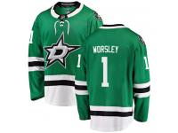 #1 Breakaway Gump Worsley Green NHL Home Men's Jersey Dallas Stars