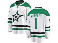 #1 Breakaway Gump Worsley White NHL Away Men's Jersey Dallas Stars