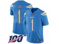 #1 Limited Ty Long Electric Blue Football Alternate Men's Jersey Los Angeles Chargers Vapor Untouchable 100th Season