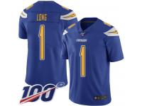 #1 Limited Ty Long Electric Blue Football Men's Jersey Los Angeles Chargers Rush Vapor Untouchable 100th Season