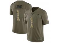 #1 Limited Ty Long Olive Camo Football Men's Jersey Los Angeles Chargers 2017 Salute to Service
