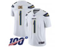 #1 Limited Ty Long White Football Road Men's Jersey Los Angeles Chargers Vapor Untouchable 100th Season