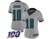 #10 Limited DeSean Jackson Silver Football Women's Jersey Philadelphia Eagles Inverted Legend 100th Season