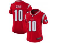 #10 Limited Josh Gordon Red Football Women's Jersey New England Patriots Inverted Legend