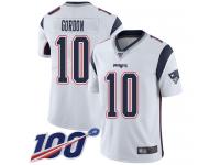 #10 Limited Josh Gordon White Football Road Men's Jersey New England Patriots Vapor Untouchable 100th Season