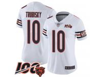 #10 Limited Mitchell Trubisky White Football Road Women's Jersey Chicago Bears Vapor Untouchable 100th Season