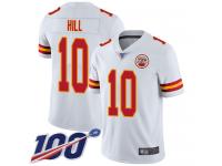#10 Limited Tyreek Hill White Football Road Youth Jersey Kansas City Chiefs Vapor Untouchable 100th Season