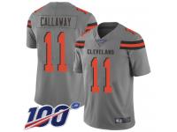 #11 Limited Antonio Callaway Gray Football Men's Jersey Cleveland Browns Inverted Legend Vapor Rush 100th Season