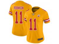 #11 Limited Demarcus Robinson Gold Football Women's Jersey Kansas City Chiefs Inverted Legend Vapor Rush