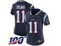 #11 Limited Julian Edelman Navy Blue Football Home Women's Jersey New England Patriots Vapor Untouchable 100th Season