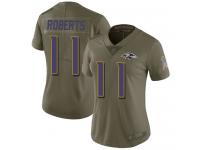 #11 Limited Seth Roberts Olive Football Women's Jersey Baltimore Ravens 2017 Salute to Service