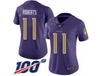 #11 Limited Seth Roberts Purple Football Women's Jersey Baltimore Ravens Rush Vapor Untouchable 100th Season