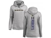 #11 Seth Roberts Ash Football Backer Women's Baltimore Ravens Pullover Hoodie