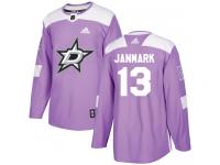 #13 Authentic Mattias Janmark Purple Adidas NHL Men's Jersey Dallas Stars Fights Cancer Practice