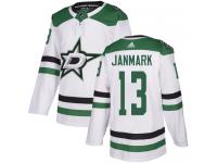 #13 Authentic Mattias Janmark White Adidas NHL Away Men's Jersey Dallas Stars