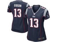 #13 Brandon Gibson New England Patriots Home Jersey _ Nike Women's Navy Blue NFL Game