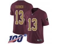 #13 Limited Kelvin Harmon Burgundy Red Football Alternate Men's Jersey Washington Redskins Vapor Untouchable 100th Season 80th Anniversary