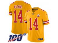 #14 Limited Sammy Watkins Gold Football Youth Jersey Kansas City Chiefs Inverted Legend Vapor Rush 100th Season