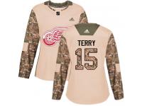 #15 Adidas Authentic Chris Terry Women's Camo NHL Jersey - Detroit Red Wings Veterans Day Practice