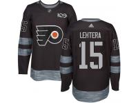 #15 Authentic Jori Lehtera Black Adidas NHL Men's Jersey Philadelphia Flyers 1917-2017 100th Anniversary