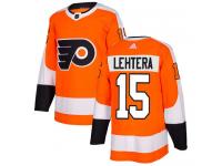 #15 Authentic Jori Lehtera Orange Adidas NHL Home Men's Jersey Philadelphia Flyers