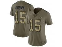#15 Baltimore Ravens Marquise Brown Limited Women's Olive Camo Jersey Football 2017 Salute to Service