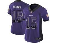 #15 Baltimore Ravens Marquise Brown Limited Women's Purple Jersey Football Rush Drift Fashion