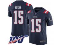#15 Limited N'Keal Harry Navy Blue Football Men's Jersey New England Patriots Rush Vapor Untouchable 100th Season