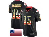 #15 Limited Patrick Mahomes Black Football Men's Jersey Kansas City Chiefs Rush USA Flag