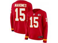 #15 Limited Patrick Mahomes Red Football Women's Jersey Kansas City Chiefs Therma Long Sleeve