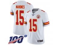 #15 Limited Patrick Mahomes White Football Road Youth Jersey Kansas City Chiefs Vapor Untouchable 100th Season
