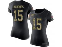 #15 Patrick Mahomes Black Camo Football Salute to Service Women's Kansas City Chiefs T-Shirt