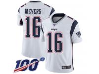 #16 Limited Jakobi Meyers White Football Road Youth Jersey New England Patriots Vapor Untouchable 100th Season