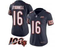 #16 Limited Pat O'Donnell Navy Blue Football Home Women's Jersey Chicago Bears 100th Season