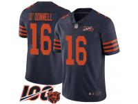 #16 Limited Pat O'Donnell Navy Blue Football Men's Jersey Chicago Bears Rush Vapor Untouchable 100th Season
