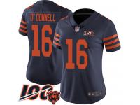#16 Limited Pat O'Donnell Navy Blue Football Women's Jersey Chicago Bears Rush Vapor Untouchable 100th Season