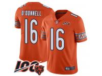 #16 Limited Pat O'Donnell Orange Football Alternate Men's Jersey Chicago Bears 100th Season