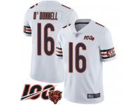 #16 Limited Pat O'Donnell White Football Road Youth Jersey Chicago Bears Vapor Untouchable 100th Season