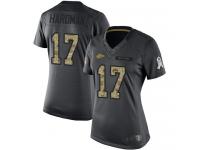 #17 Limited Mecole Hardman Black Football Women's Jersey Kansas City Chiefs 2016 Salute to Service