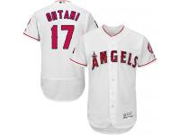 #17 Men's Shohei Ohtani Authentic Jersey White MLB Majestic Home Los Angeles Angels of Anaheim Flex Base