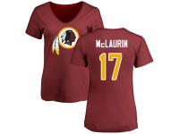 #17 Terry McLaurin Maroon Football Name & Number Logo Women's Washington Redskins T-Shirt
