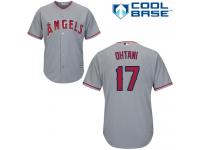 #17 Youth Shohei Ohtani Replica Jersey Grey MLB Majestic Road Los Angeles Angels of Anaheim Cool Base