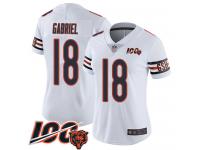 #18 Limited Taylor Gabriel White Football Road Women's Jersey Chicago Bears Vapor Untouchable 100th Season