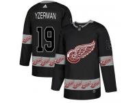 #19 Adidas Authentic Steve Yzerman Men's Black NHL Jersey - Detroit Red Wings Team Logo Fashion