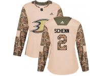 #2 Adidas Authentic Luke Schenn Women's Camo NHL Jersey - Anaheim Ducks Veterans Day Practice